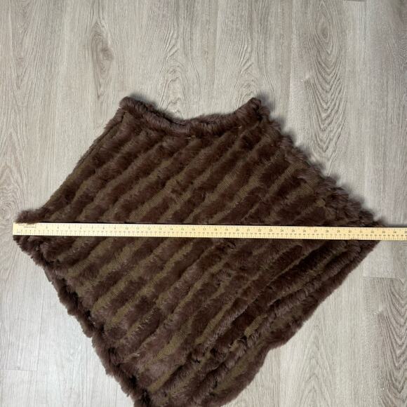Chameleon Brown Rabbit Fur Poncho Cape Top Stretch Pullover Shawl Size M/L - Picture 5 of 5